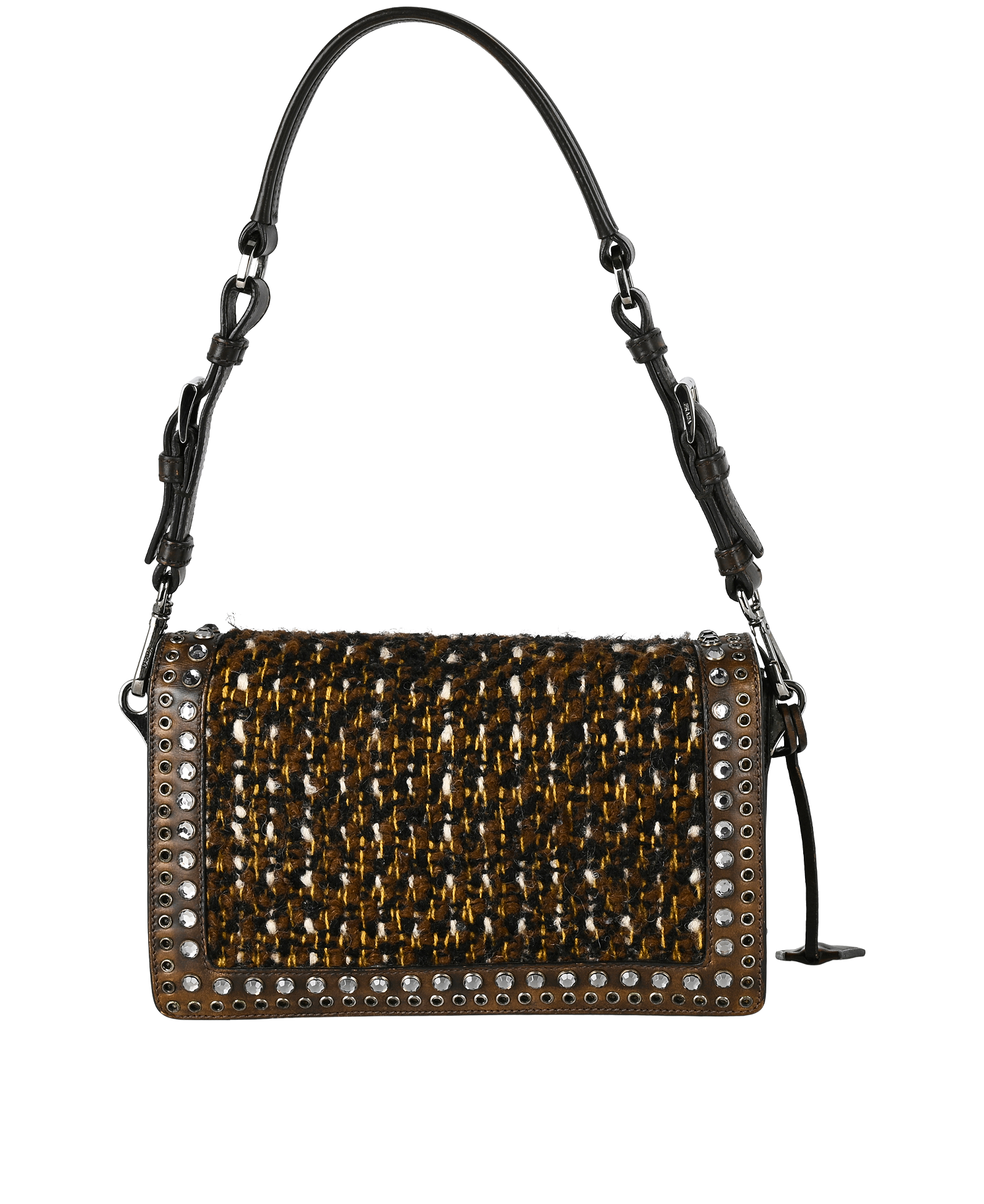 Tweed Crossbody, &pound;220, Handbags, Brown, Tweed, Back view